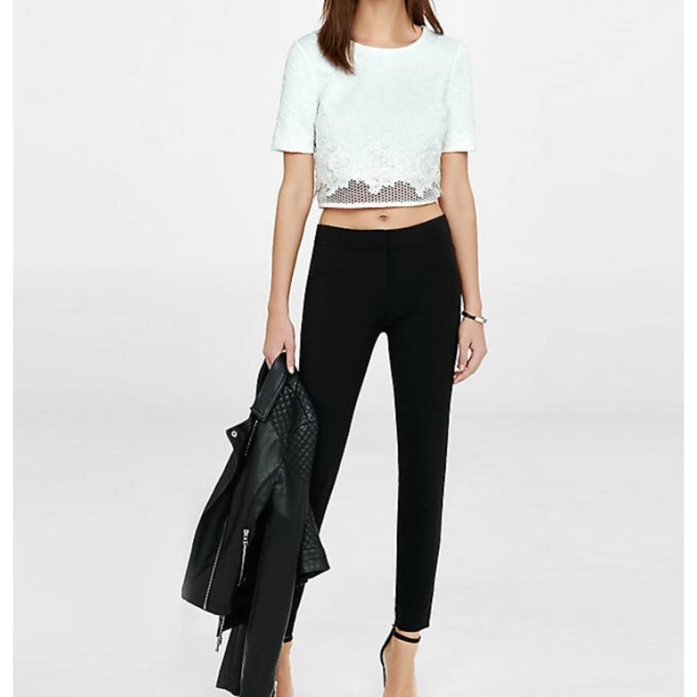 Express Floral Off White Crop Top Small